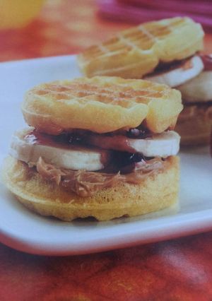 A picture of PB & J Waffle-wiches.