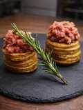Millefoglie di patate, con tartare di manzo 🥔🥩
