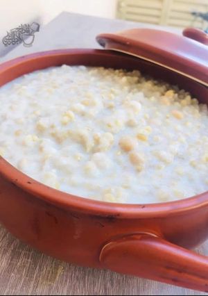 A picture of Pearl wheat with yogurt.