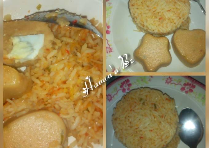 Simple jollof rice and moi moi