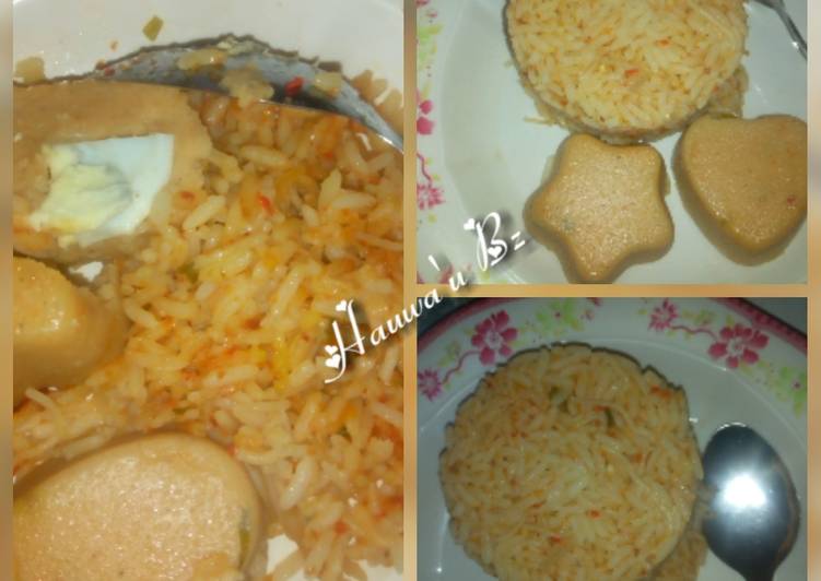 Simple jollof rice and moi moi