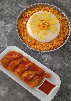 عکسی از دستور هویج پلو با مرغ ربی