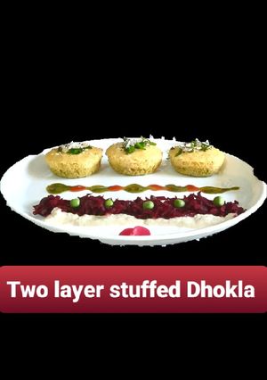 A picture of Beetroot stuffed dhokla.