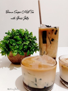 Foto resep Brown Sugar Milk Tea With Grass Jelly