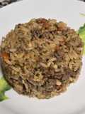 Arroz salteado con ternera y frutos secos