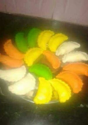 A picture of Colorful rice floor Pitha.