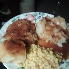 A picture of Pork chop dinner.