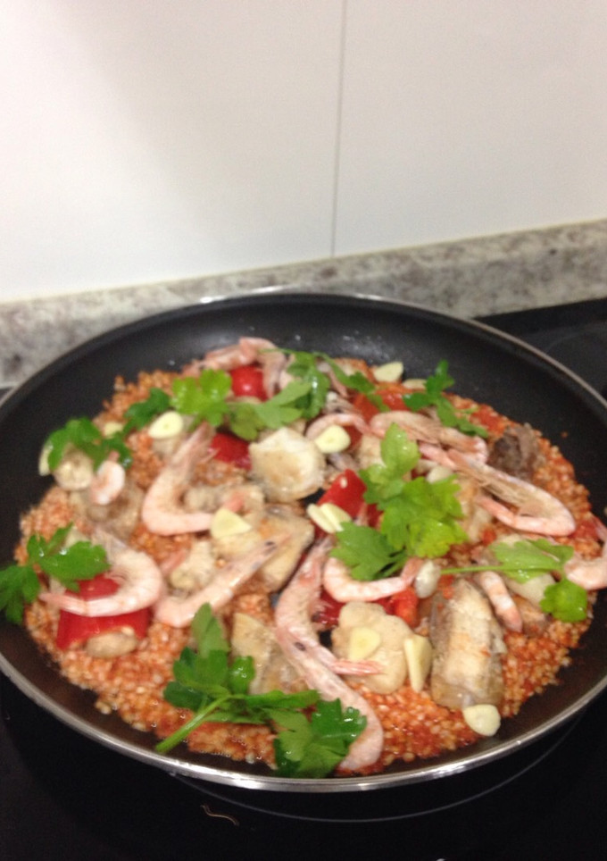 Una foto de Arroz con mero y gamba blanca