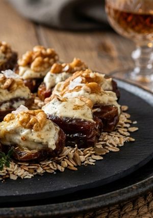 Una foto de Dátiles Rellenos de Queso Crema y Tahini