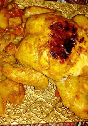 صورة لوصفة دجاج مشوي بالخضار في كيس الشوي