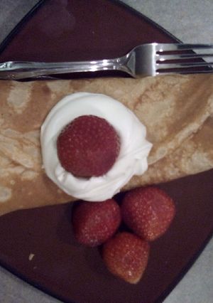 A picture of Strawberry crepes.