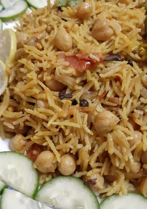 A picture of Spicy chana (chick peas) Pulao😋😋😋.