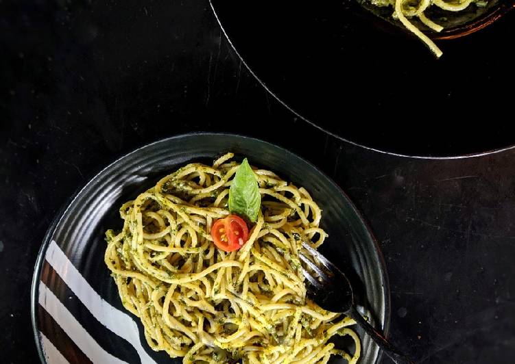 Recipe of Speedy Basil Pesto Spaghetti Pasta