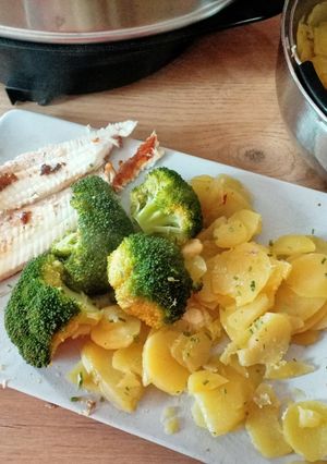 Une photo de Sole meunière et ses légumes vapeur au Cook Expert