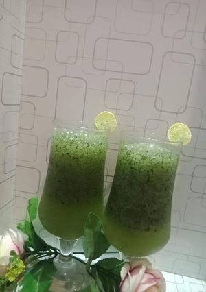 A picture of Mint margarita with a twist.
