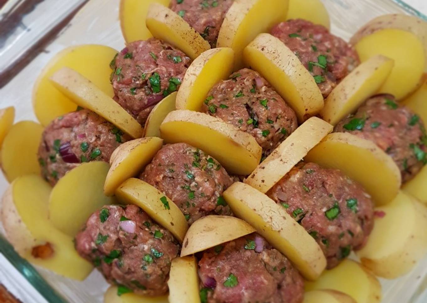 Cuadriculado de carne y papa