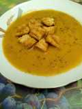 Lentil Soup with Butter-Toasted Bread Cubes