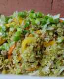 Arroz de brócoli🥦con vegetales🧅 y carne de cerdo🥓🍛🍚