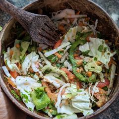 Easy Salad with lemon coriander dressing A picture of Easy Salad with lemon coriander dressing.