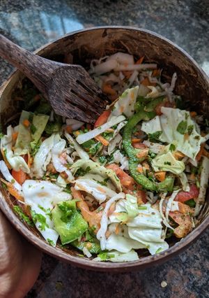 A picture of Easy Salad with lemon coriander dressing.