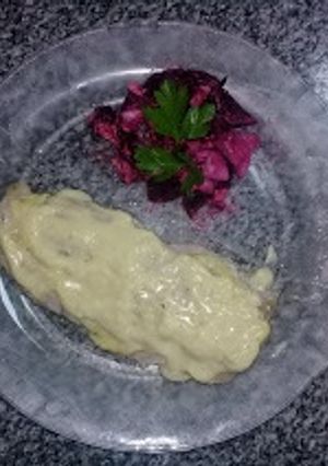Una foto de Filet de pescadilla con crema a la mostaza