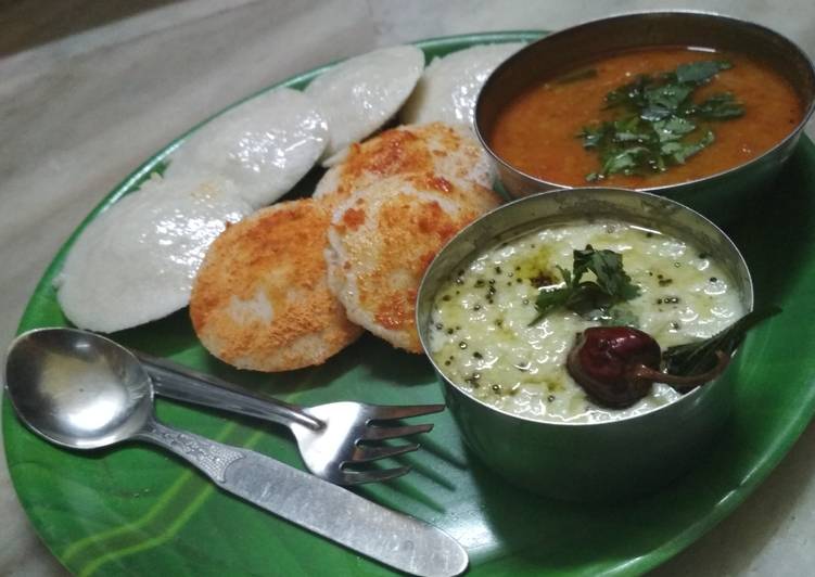 Recipe of Any-night-of-the-week Coconutchutney with idly &amp; sambar