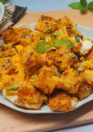 Hình của món Bánh bắp chiên trứng kiểu bột chiên.