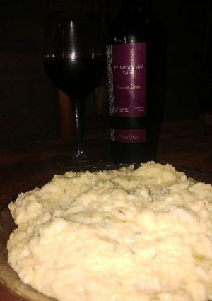 Una foto de Polenta a la crema de pollo