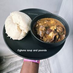 A picture of Ogbono Soup with Poundo.