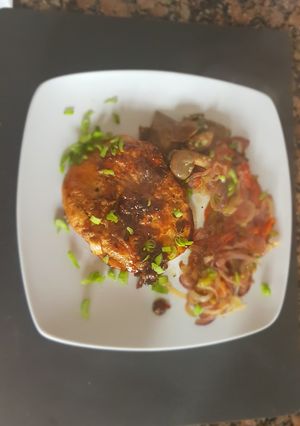 Una foto de #Pechuga de pollo, agridulce