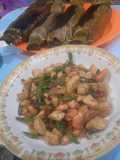 Oseng udang tahu kacang panjang