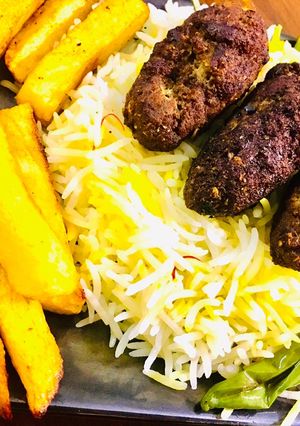 A picture of Persian chullu Kababs with saffron rice 😍😍😍😍😍.
