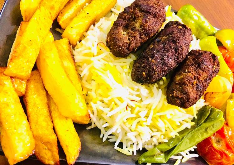 Steps to Make Any-night-of-the-week Persian chullu Kababs with saffron rice 😍😍😍😍😍