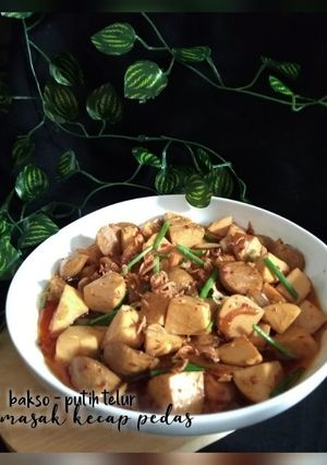 Foto resep Putih telur kukus & bakso masak kecap