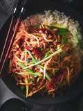 Spiced Pork With Bean Sprouts, Broadbean Paste & Chilli