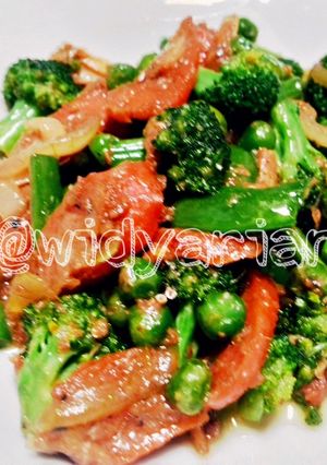 Foto resep Cah Teri Sosis Sayur Ijo