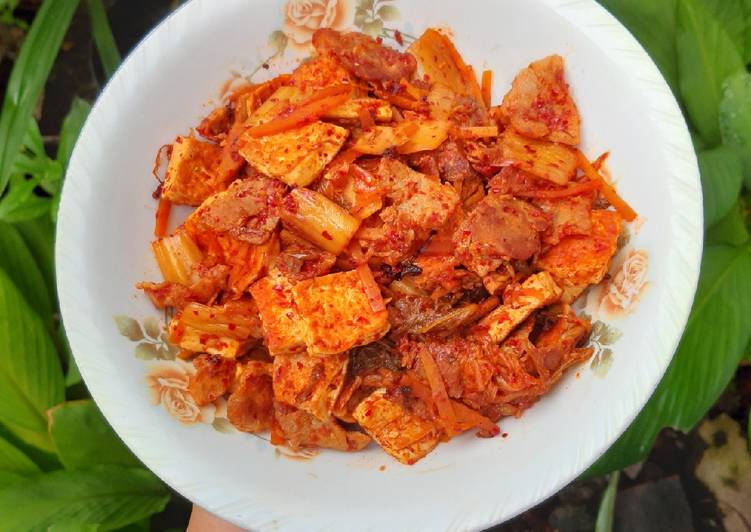 Resep Kimchi tofu stir fry Anti Gagal