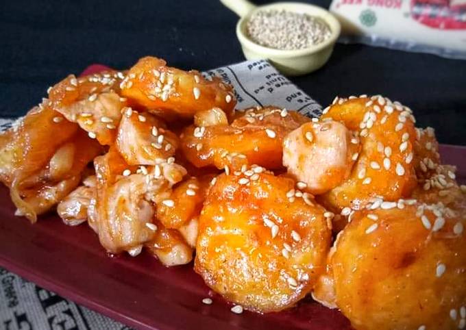 Cara Gampang Menyiapkan Ayam tofu asam manis wijen Anti Gagal