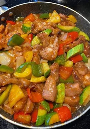 Hình của món Sườn xào chua ngọt.