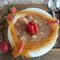 A picture of Apple carrot kheer made in jaggery.