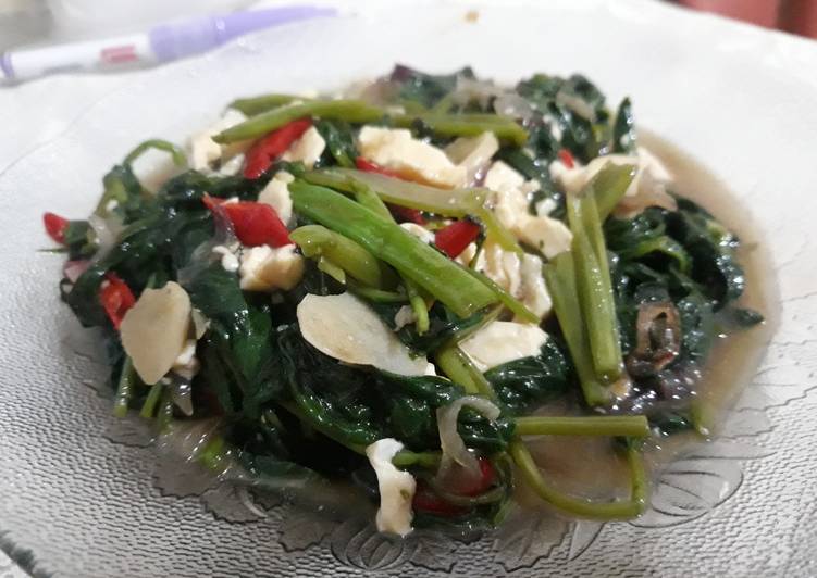 Resep Tumis Kangkung Siram saus tiram with tofu oleh 