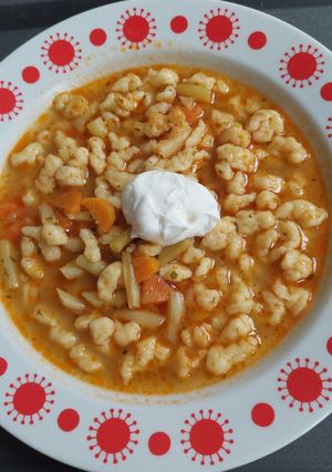 Zöldbableves galuskával recept fotója