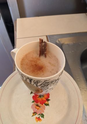 Una foto de Leche con frutilla, Manzana y avena