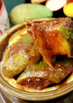 A picture of Mango pickle spicy and tangy.