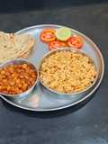 Kala Chana Semi Dry Masala Sabji With Pulao And Chapati
