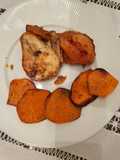 Pollo, estragón, mostaza con boniato