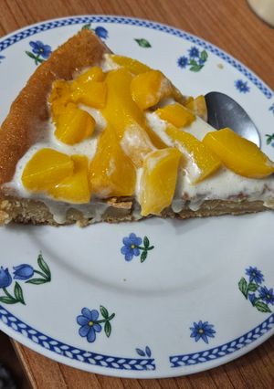 Una foto de Pastel de durazno y yogurt griego de la abuela