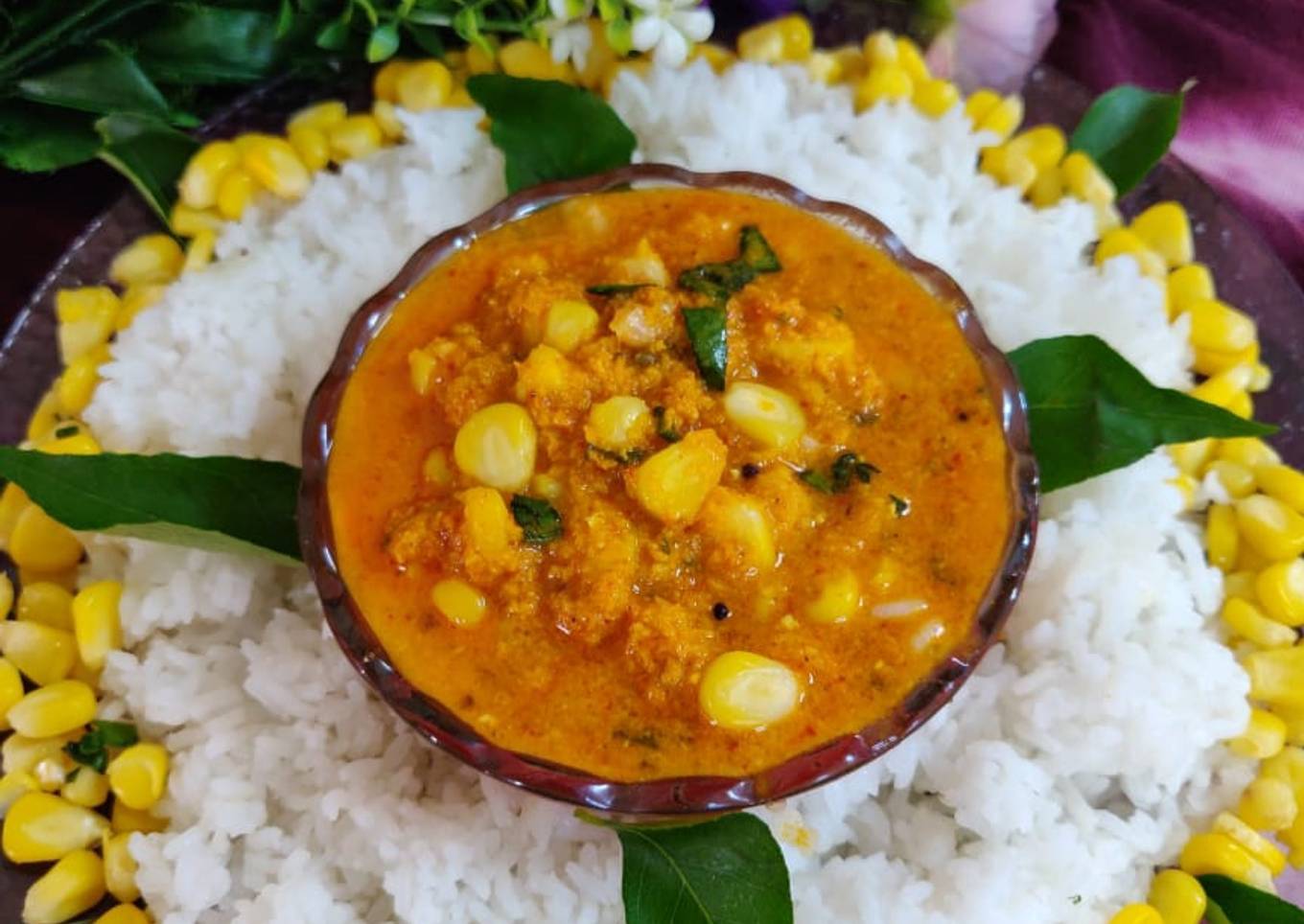 Corn curry with rice