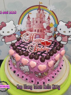 Foto resep Kue Ulang Tahun Tema Hello Kitty