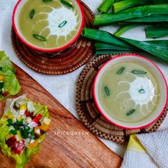 A picture of Leek and Sweet Potato Soup.